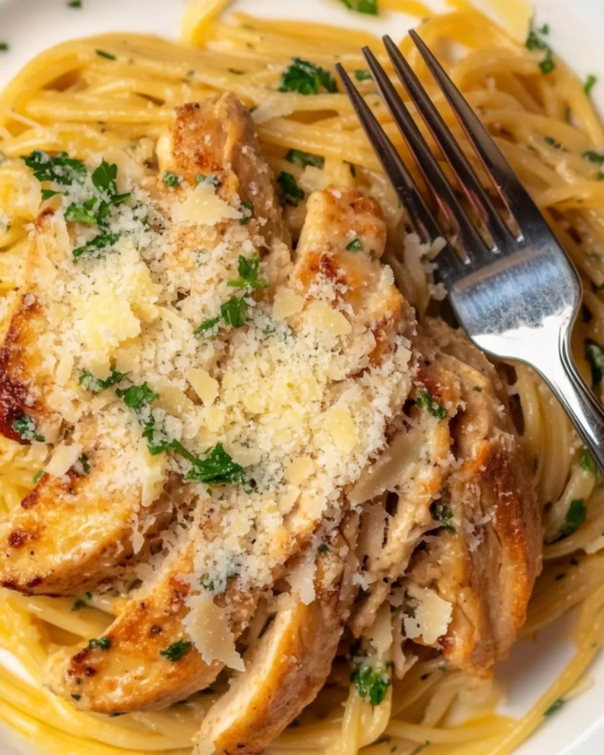 Grilled Pasta Chicken with parmesan and parsley