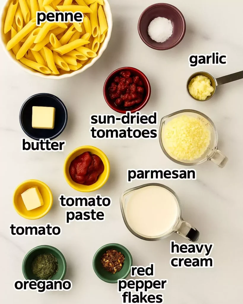 Penne pasta and no cream sauce ingredients