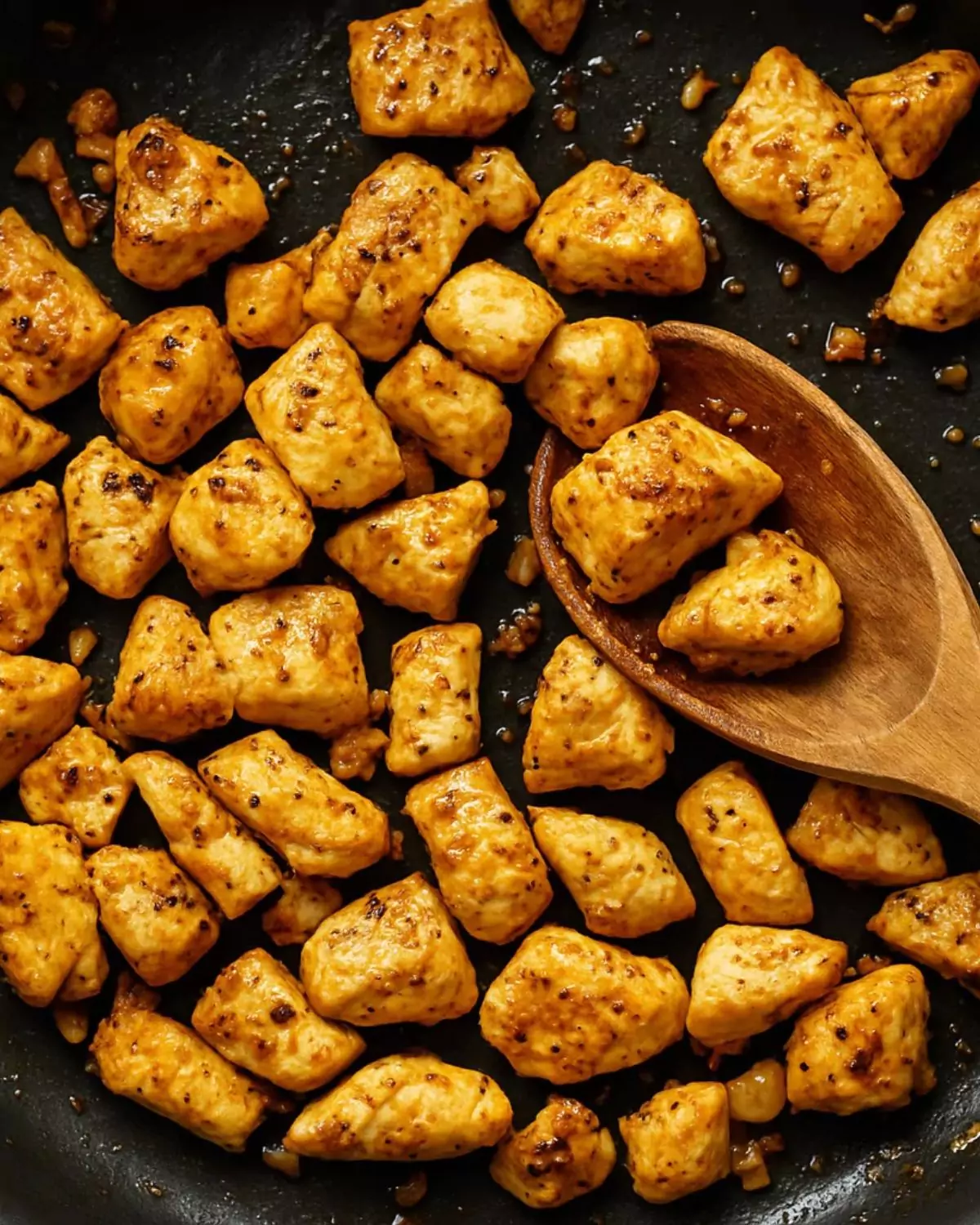 Chicken browning in pan for Pasta Chicken